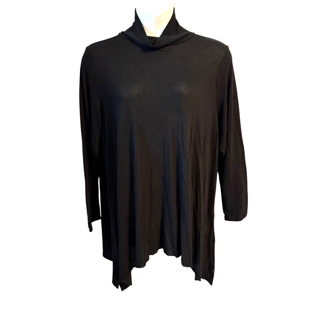 Torrid Black Lightweight Asymmetrical Hem Long Sleeve Tunic Top Size 4 Upcycled